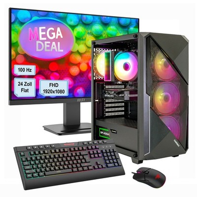 Gaming PC Set Ryzen 5 5500 16GB 480GB SSD RTX 5060 + MSI PRO MP2412 24''