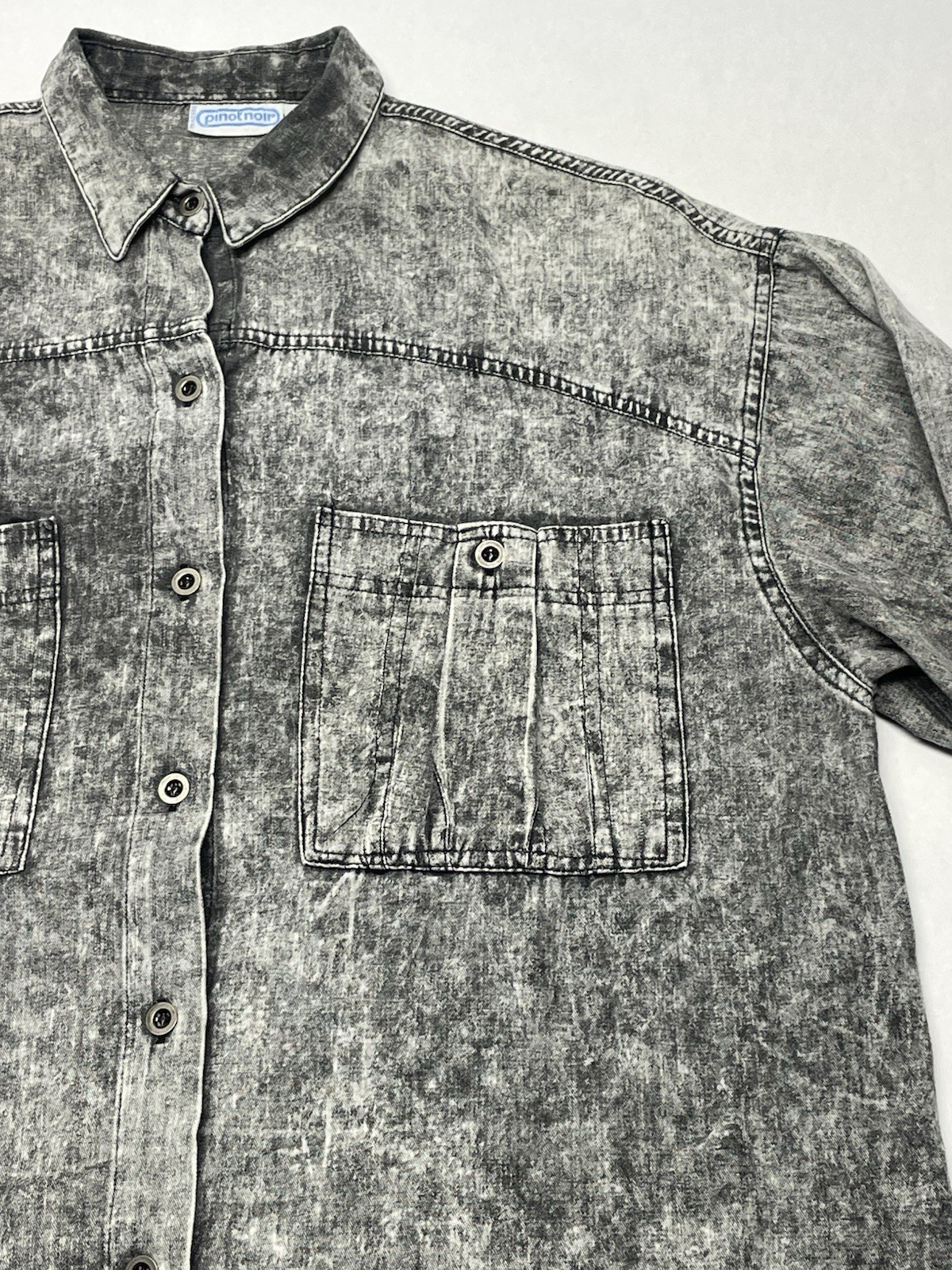 Gray Acid Wash Oversized Button Shacket Jacket Si… - image 7