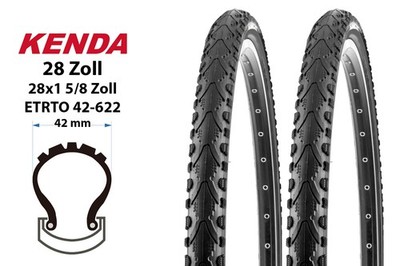 2 Stück 28 Zoll Fahrrad Reifen KENDA Khan 28x1 5/8 City Trekking Bike 42-622