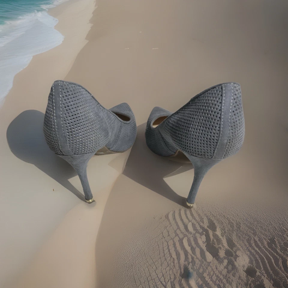 Guess 12M Gray Pumps Heels Pointed Toe Stiletto Career Date Night Jeans Look Fun - Image 2 of 4