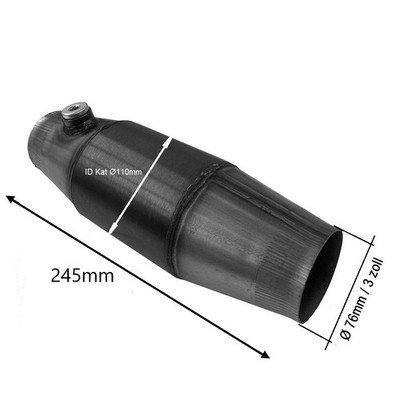 Sportkat Rennkat Katalysator Edelstahl 200 Zellen Einlass 76mm 3''Zoll