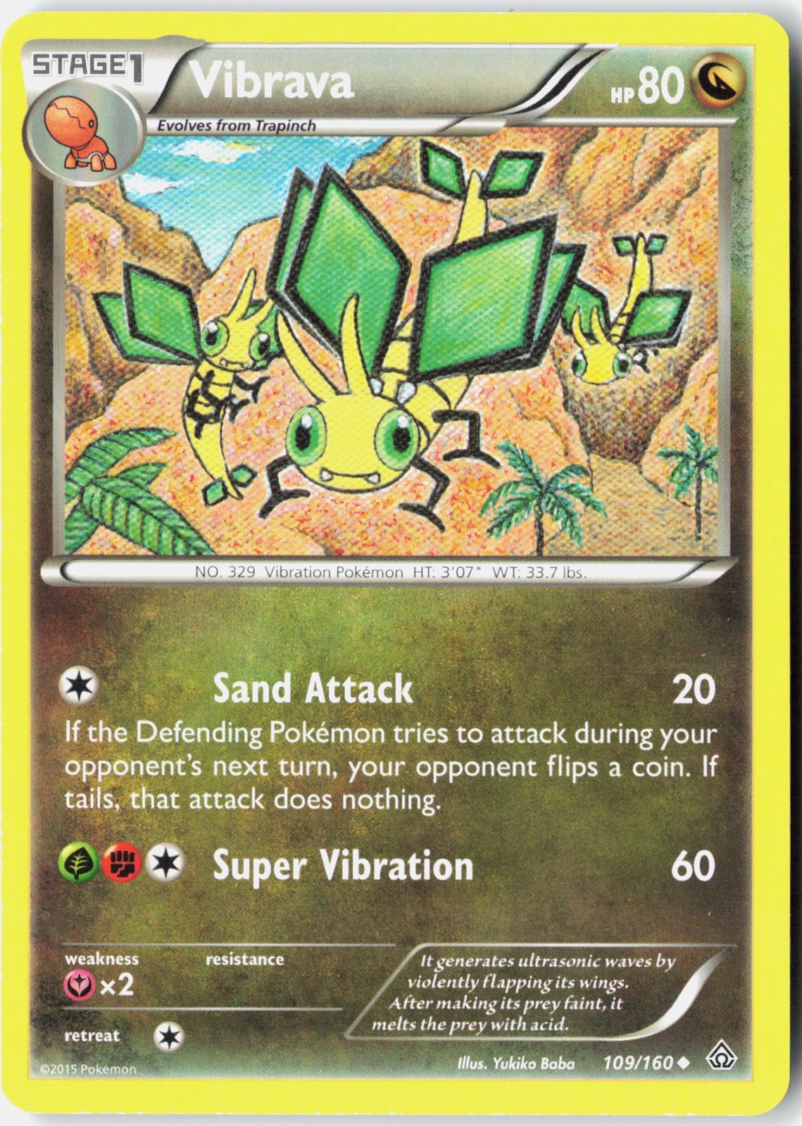 Vibrava XY - Primal Clash 109/160 Pokemon Card Normal