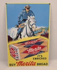 Vtg Merita Bread Lone Ranger Sign Porcelain Enamel Metal Ande Rooney 16" x 10.5"