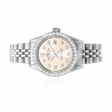 Rolex Datejust 26mm Custom Jubilee Band Diamond Bezel Cream Dial Watch 7