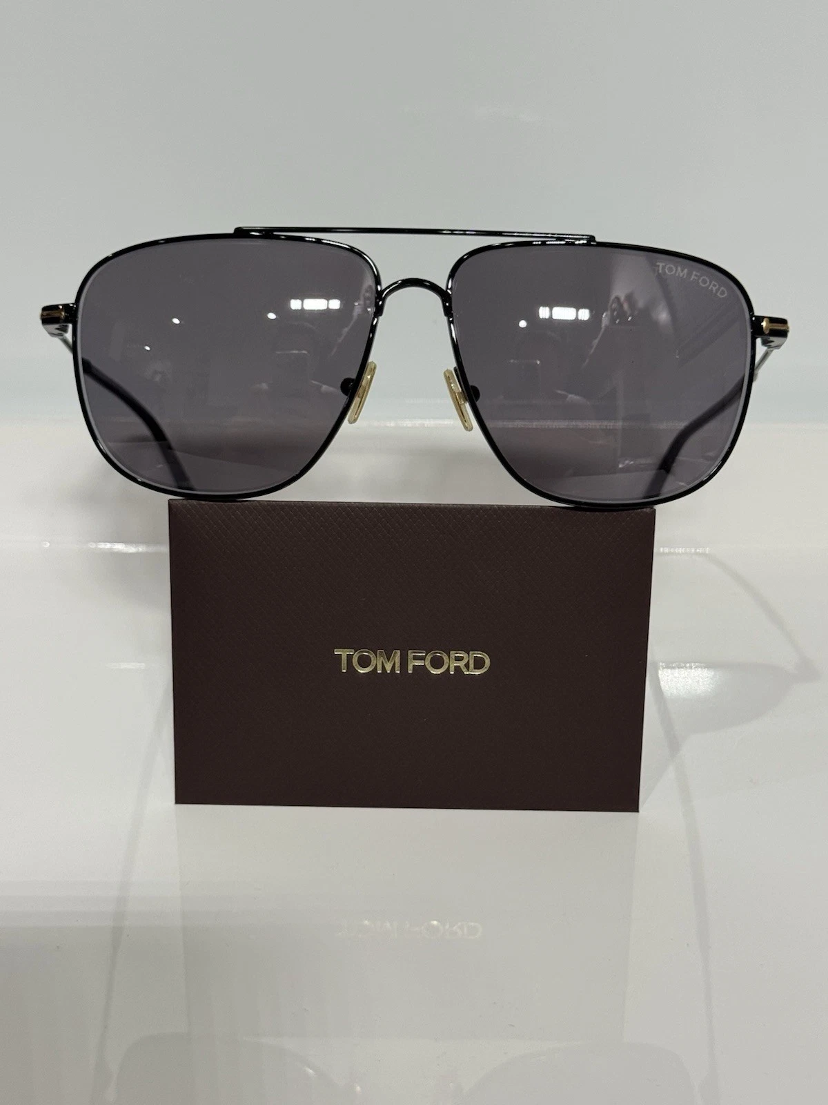 Tom Ford — Tom Ford Len TF815 01C Black Metal Aviator Medium Gray Tint Sunglasses