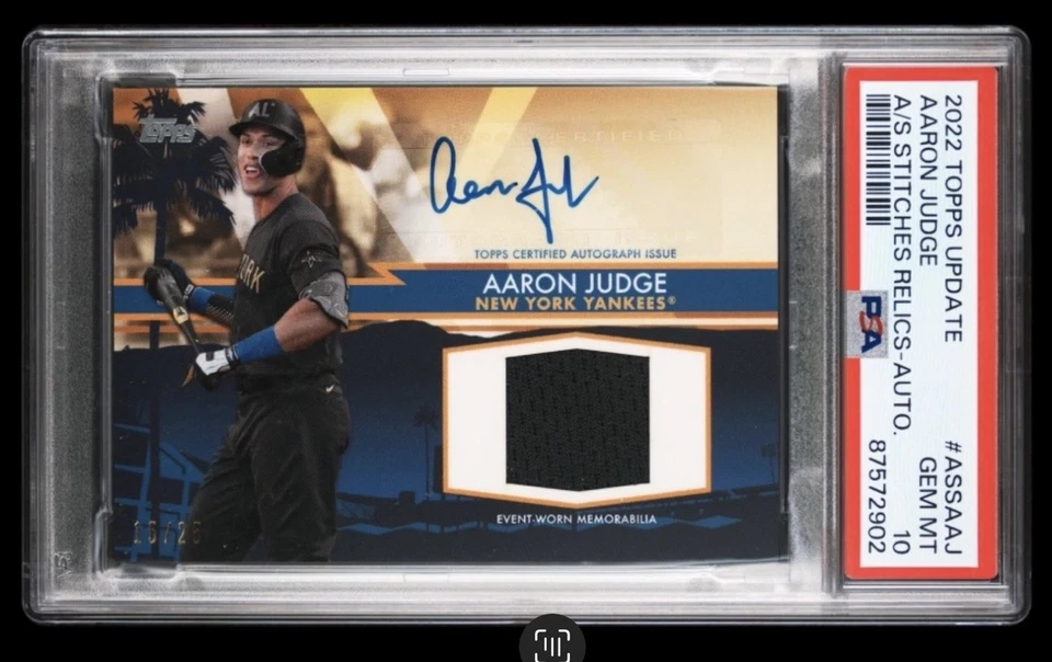 2022 TOPPS UPDATE AARON JUDGE #ASSA-AJ ALL STAR STITCHES PATCH AUTO /25 PSA 10!! - Image 2 of 4