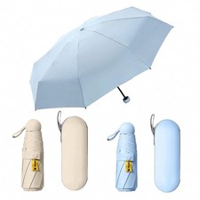 Windproof Compact Travel Umbrella with Hard Case, Mini Lightweight Portable F...