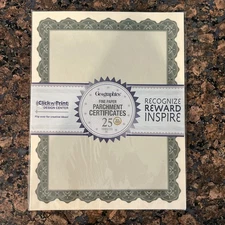 Geographics Fine Paper Parchment Certificates With Seals - 25 Sheets - Unopened