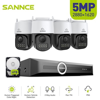 SANNCE 8CH NVR 5MP PT POE Security Camera IP System Two Way Audio Auto Tracking