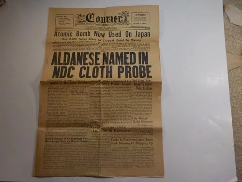WW2 Newspaper 1945 Atomic Bomb Now Used On Japan The Courier WW II War VTG WWII