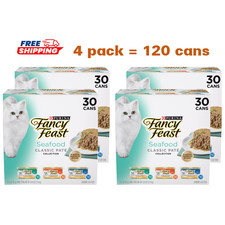 4 Pack Fancy Feast  All Life Stages Cat Wet Food-Classic Pate,Seafood, 3oz can