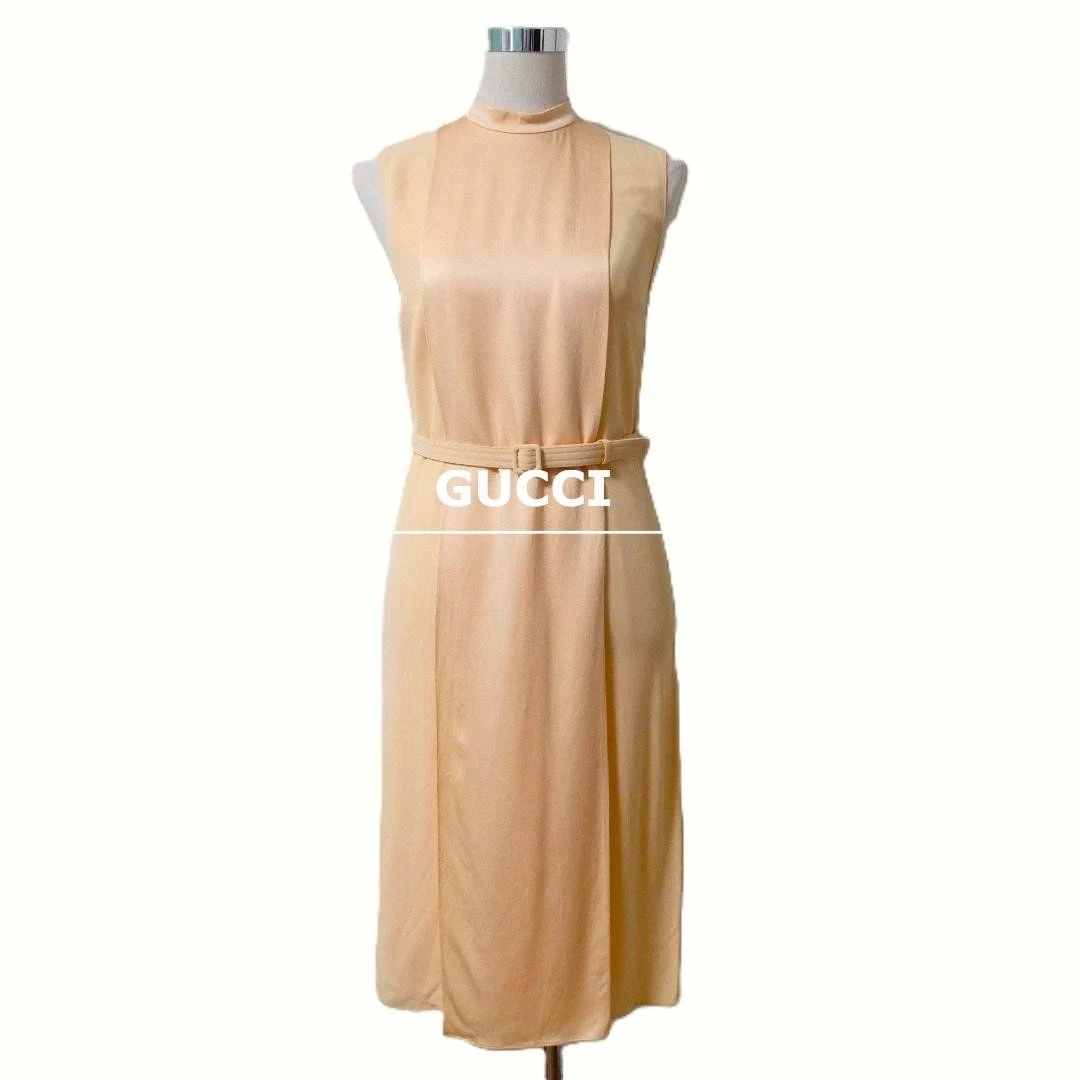 Gucci abito smanicato rayon arancione 38 M 63814c