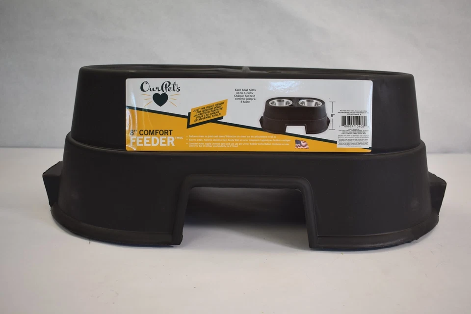 Plato de comida elevado para perros Our Pets Diner de plástico negro 8" cómodo Foto 2 de 4