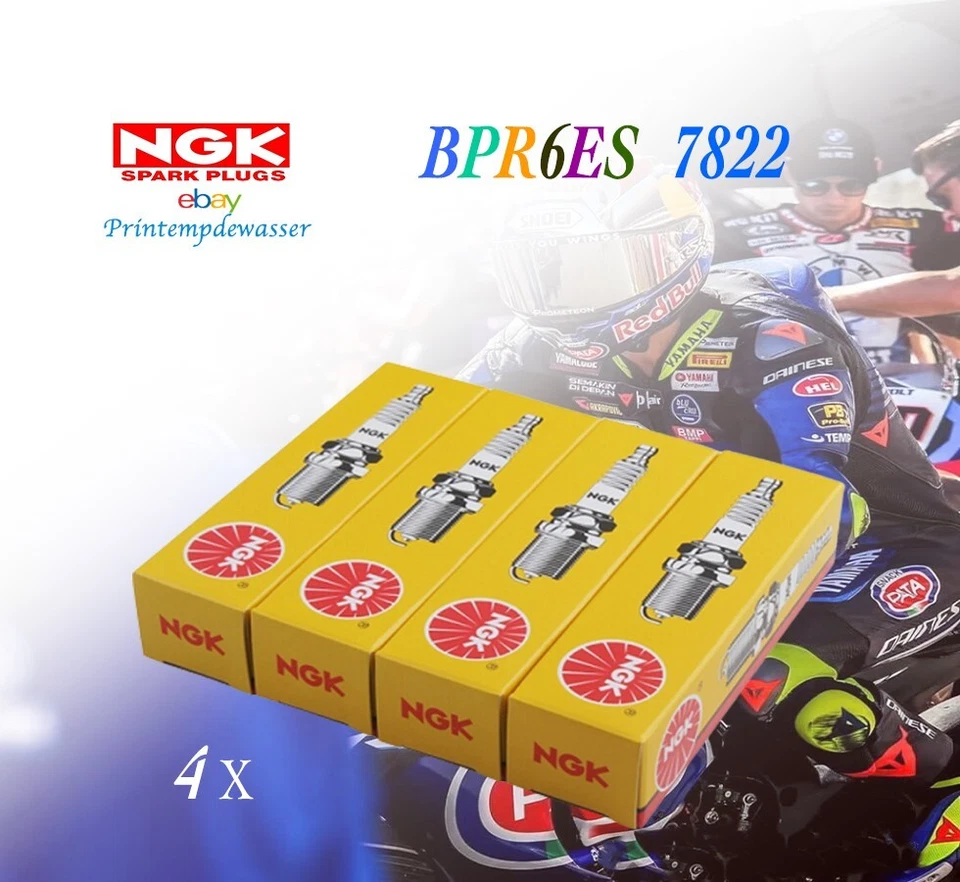 4 x Bujías NGK BPR6ES 7822 para 325i Kalos Daytona Capri Granada Accord Civic Foto 2 de 4