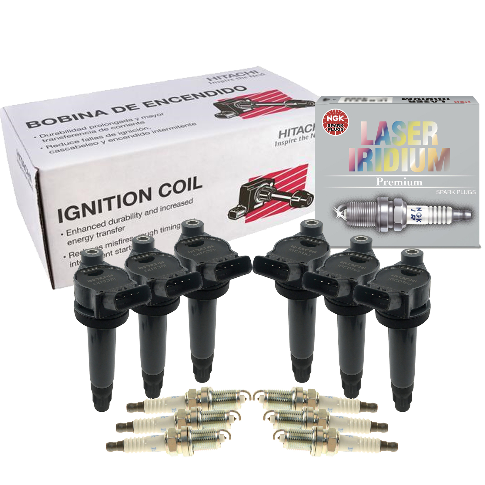 Hitachi 6 Ignition Coils NGK 6 Laser Iridium Spark Plugs Kit For Lexus Toyota V6
