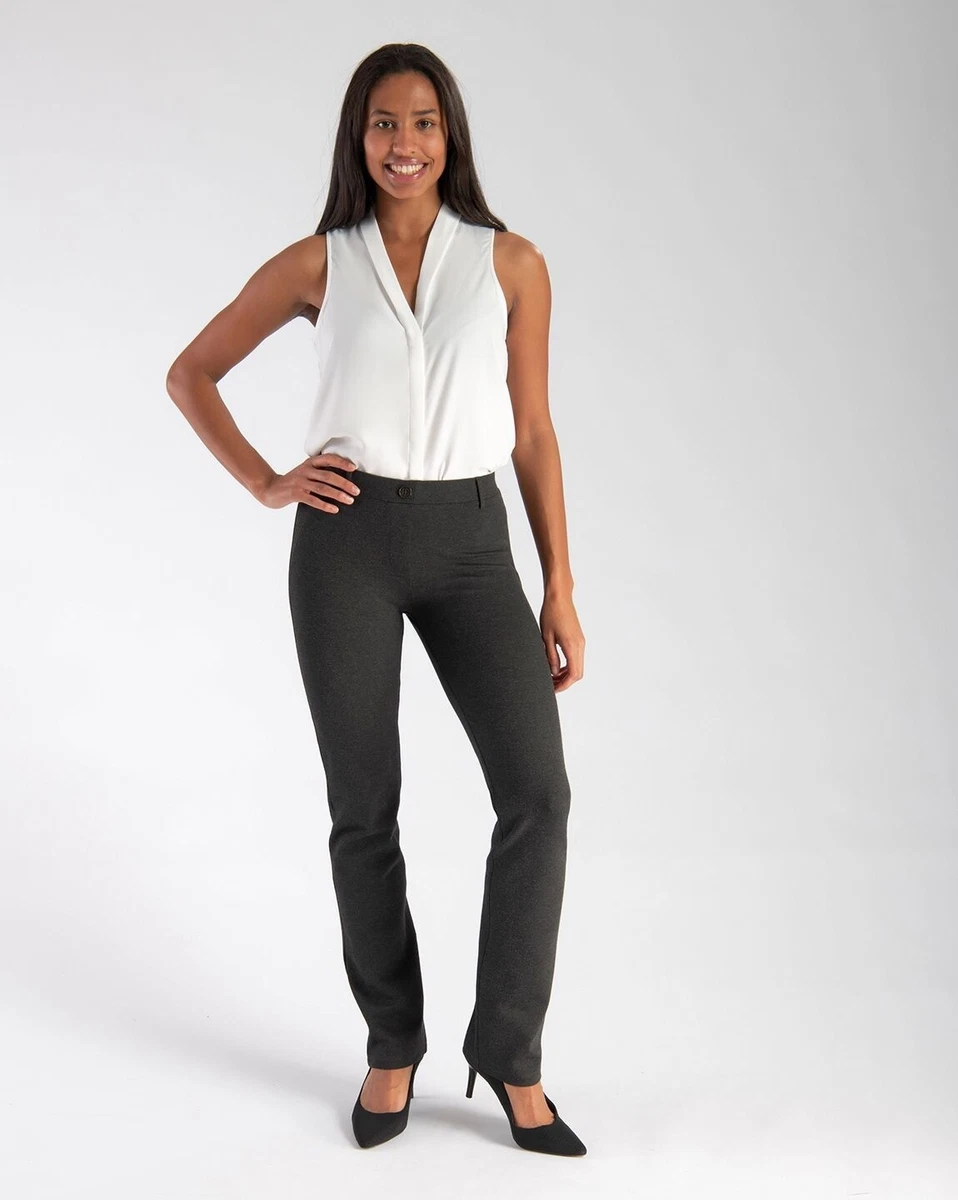 Betabrand Straight Leg Classic Dress Pant Yoga Pants Charcoal Gray