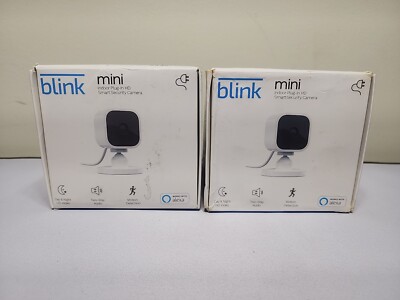 2x Blink Mini Compact Indoor Plug-in Smart Security Camera HD Motion Detection