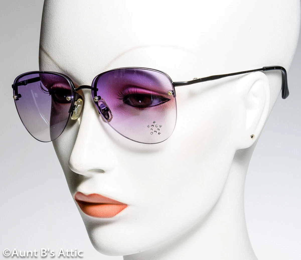 Sunglasses Novelty Aviator Style Frameless Glasses W/ Decorative Stone Accent 