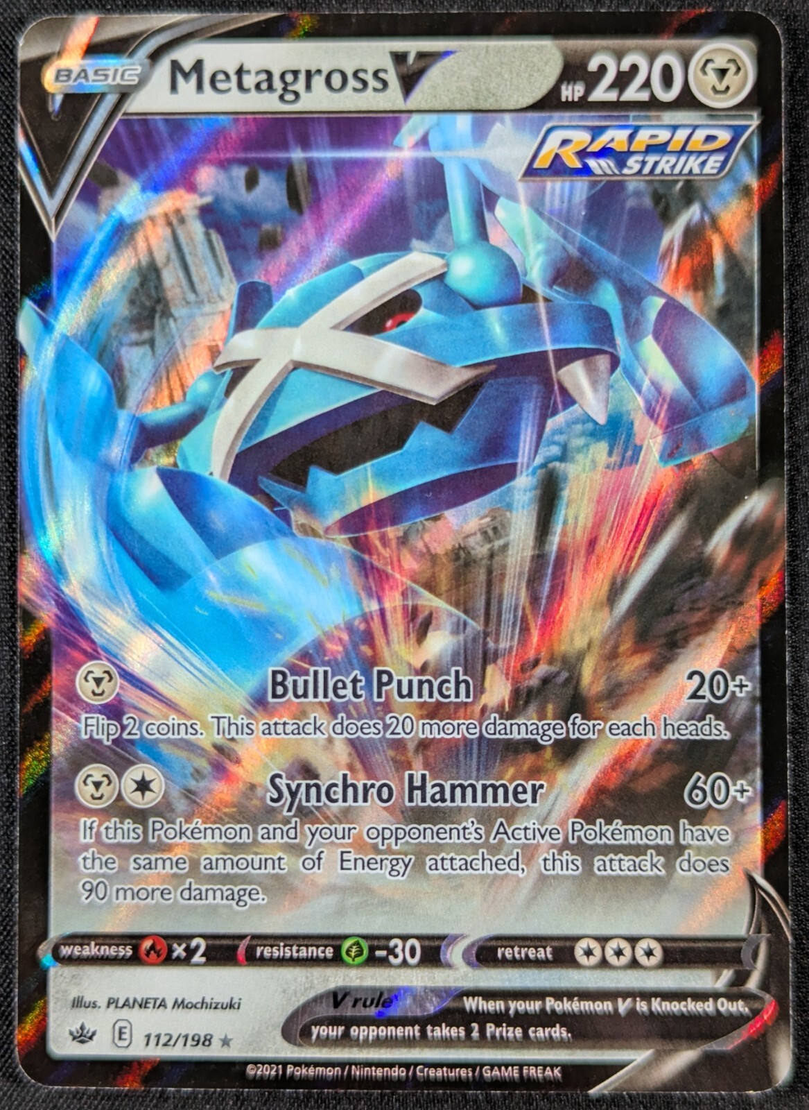 Metagross V 2021 Chilling Full Art Ultra Rare Holo Pokemon Card 112/198 (NM)