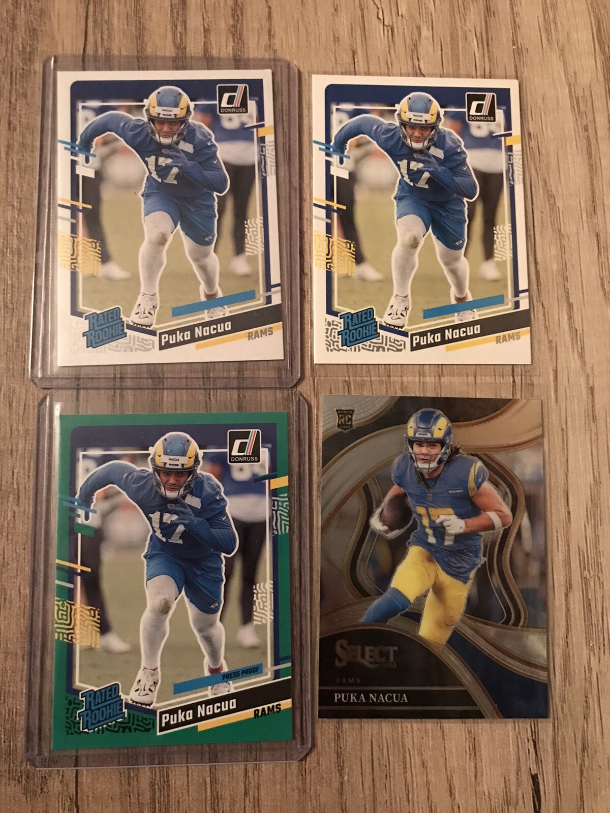 2023 Panini Donruss Select Puka Nacua Rated Rookie Card Lot 4 Green RC Rams