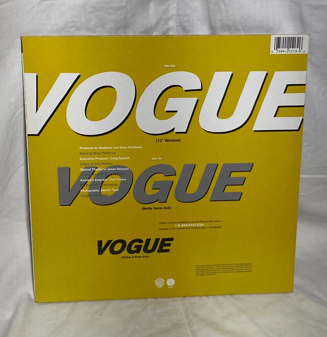 Madonna Vogue 1990 Vinyl Maxi-Single Sire Records 0-21513 | eBay