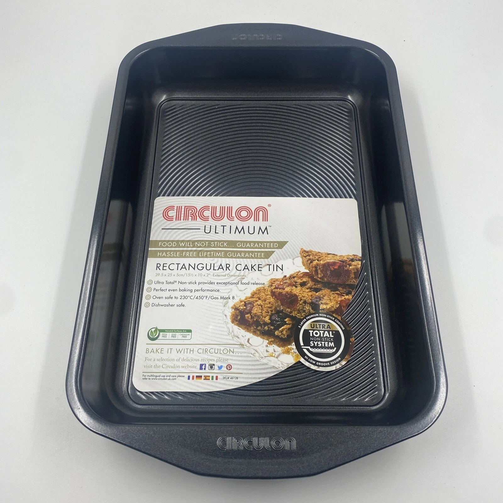 NEW Momentum Bakeware Rectangular Cake Tin 0.6 Mm Steel Grey 39cm X 26cm