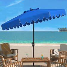 Venice Navy  White 9Ft Crank Outdoor Umbrella with Push Button Tilt
