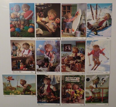 SET 12 AK Mecki hedgehog Diehl Ostern Angeln Reisen Bergsteigen Matrose Ski ...