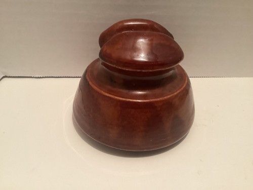 Antique LAPP 1927 Saddle Seat Brown Ceramic Insulator - Picture 3 of 7