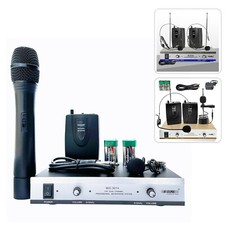 5Core Wireless Microphones w Headset Lavalier Lapel Mic DJ UHF Microphone System