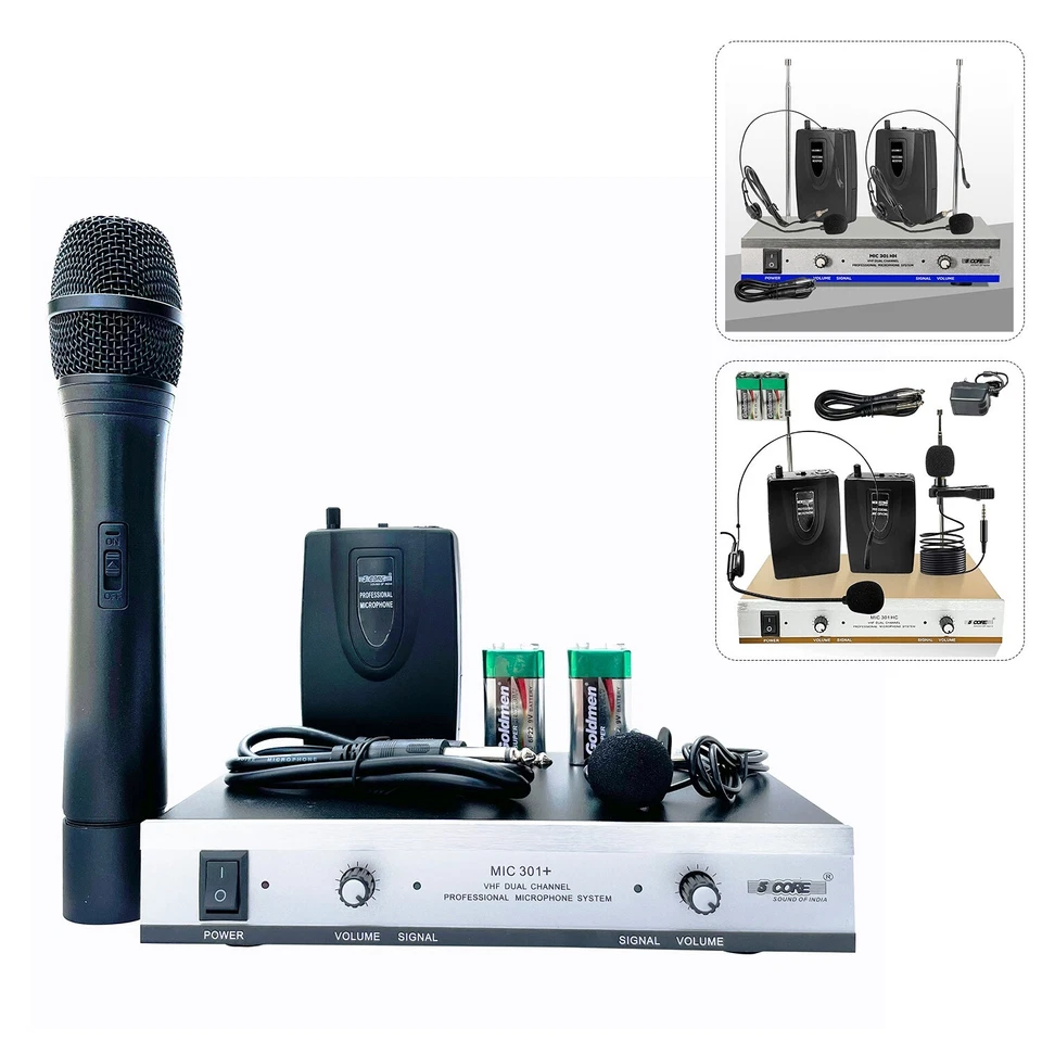 5 CORE 5Core Wireless Microphones w Headset Lavalier Lapel Mic DJ UHF Microphone System