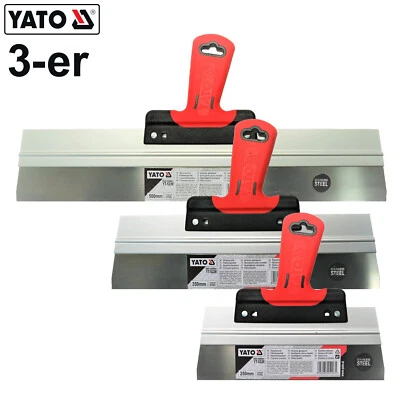 YATO 3-er SET Flächenspachtel Spachtel Dekorspachtel 25-35-50cm Pro Fassadenspachtel