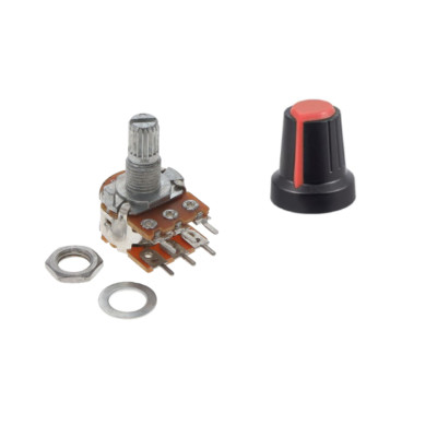Potentiomètre Linéaire Double B10K Ohm 0,5W 15 Mm 6 Broches + Bouton Blanc - Neuf