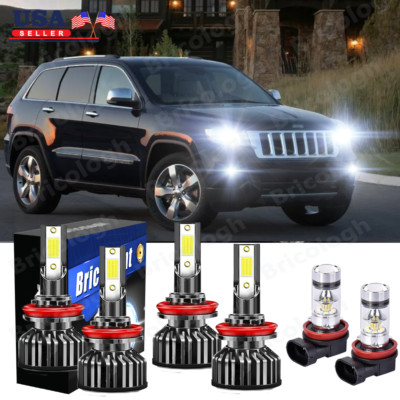 6Pcs For Jeep Grand Cherokee 2018 2019 Combo LED Headlight Fog Light Bulbs Kit