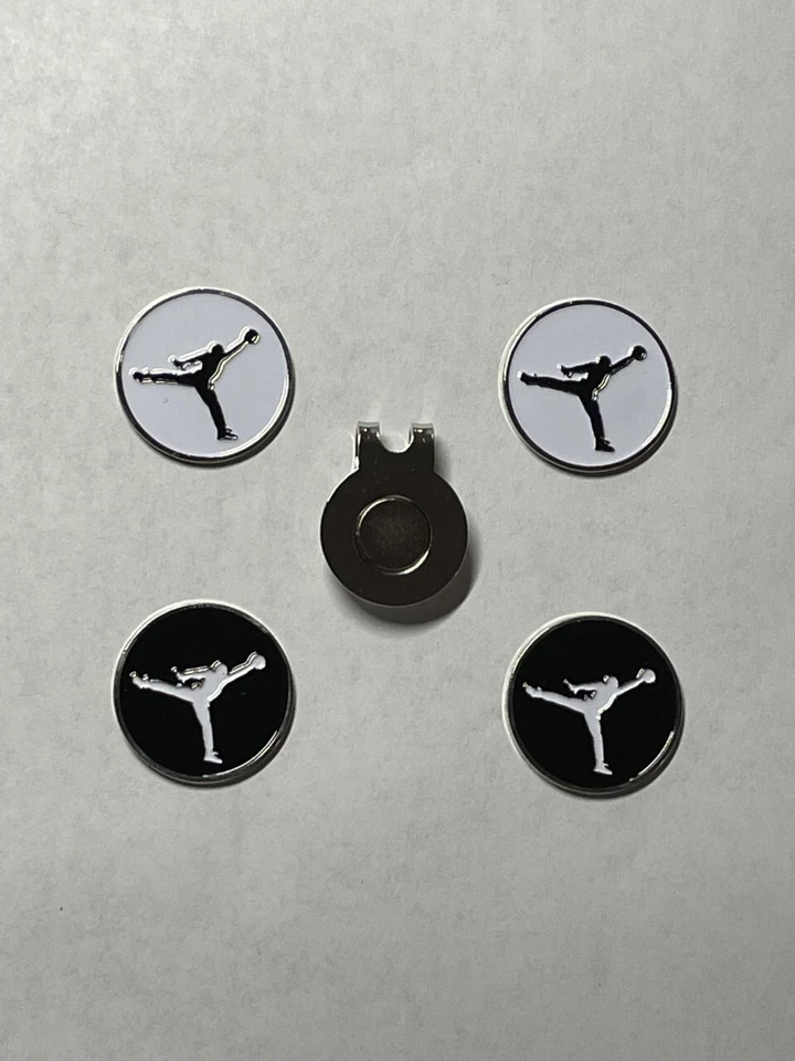 MICHAEL JORDAN JUMPMAN NIKE LOGO (4) Air Jordan Jumpman Michael Jordan MJ Nike 1" Coin Golf Markers W/Hat Clip