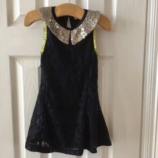 Girl  s Bebe Oh La La  Black Lace  Gold Sequin Dress  Dance Costume  Size 3