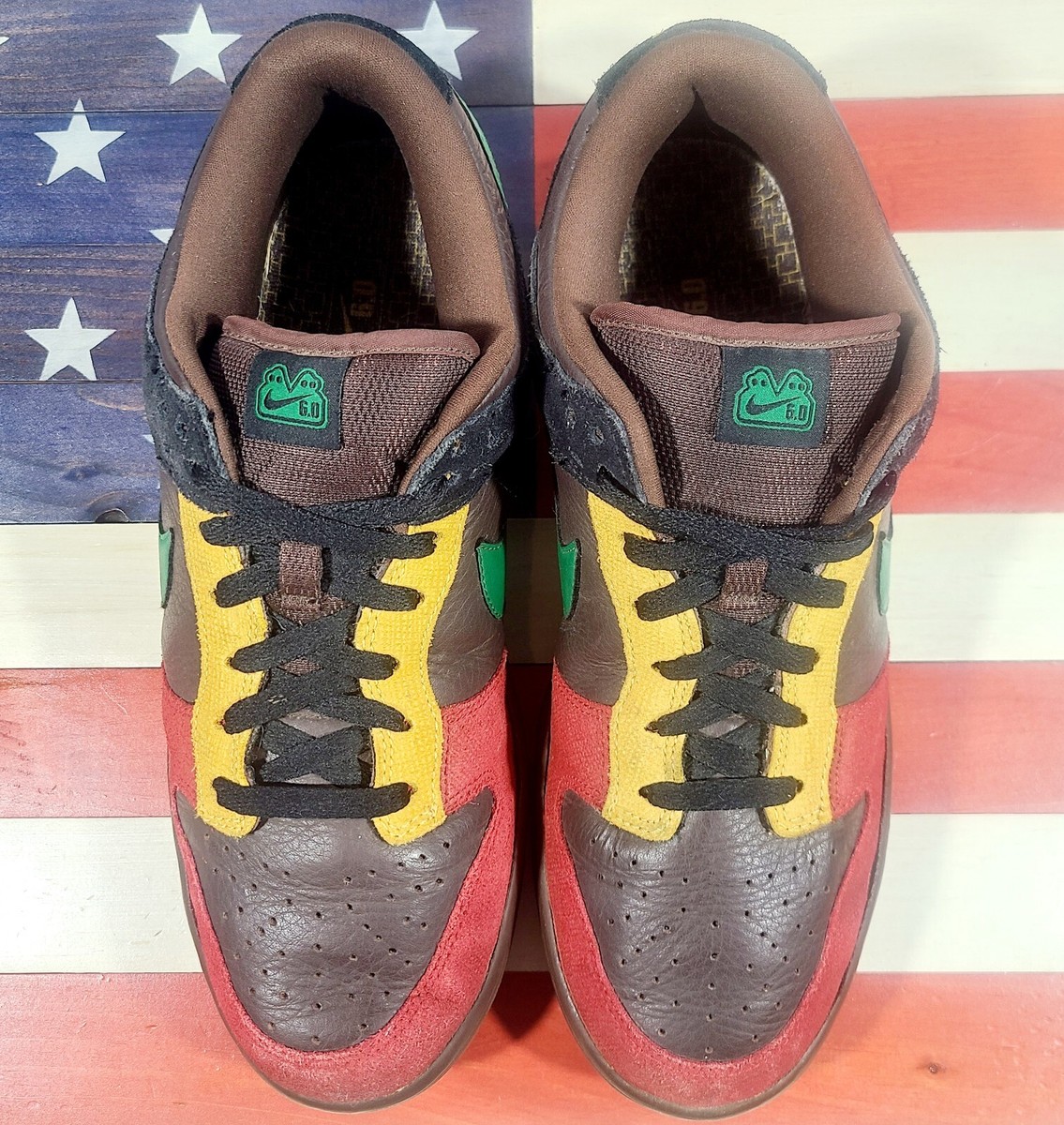 Nike Dunk Low 6.0 Rasta SB Black Green Yellow Red VTG 2008  display picture 3
