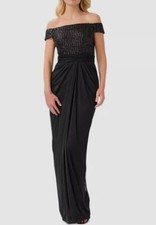 Papell Studio Women's Black Off-the-Shoulder Sequined Dress Size 4