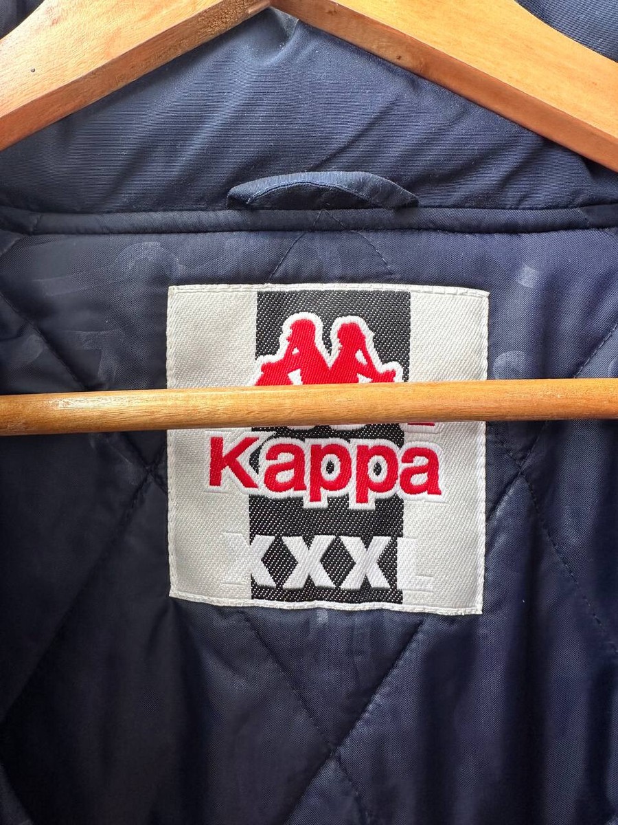 Vintage Kappa Hooded Coat Jacket Soccer Bench Coat Blue Mens Size