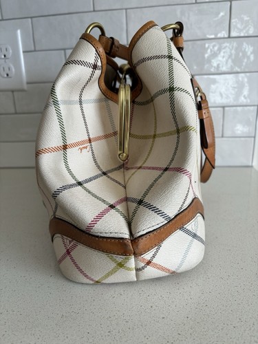 COACH Vintage Y2K Large Cream Canvas Shoulder Handbag Multi Color Leather Trim - Bild 13 von 15
