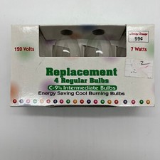 Vtg 4 C-9 1/4 Intermediate Replacement Bulbs 7 Watt Clear Energy Saving Cool