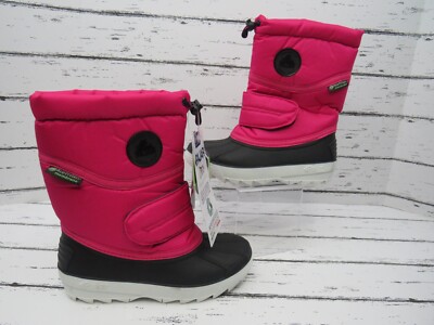 Pajar Canada Kids Size 13 Snow Boots Pink Black -40° Waterproof Traction Soles
