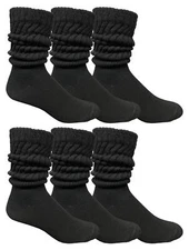 Yacht & Smith 6 Pairs Of Men's Cotton Extra Heavy Slouch Socks, Thick Boot Sock