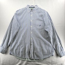 Nautica 80's 2-Ply Cotton Men's Size XL Stripe L/S Button Up Casual Shirt