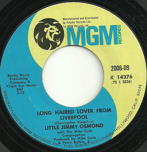 Little Jimmy Osmond Long Haired Lover From Liverpool Mother Of