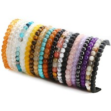 20Pcs Gemstone 6mm Round Beads Bracelet Set Healing Crystal Stone Stretch Bracel