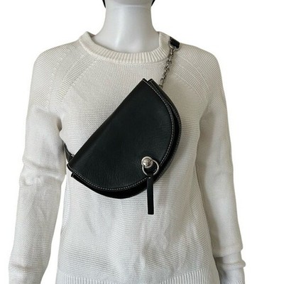 Zara Black Leather Suede Chain Waist Belt Crossbody Bag