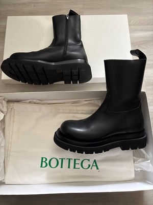 $1575 New Authentic Bottega Veneta Luxury Men's Black Leather Ankle Boots US 10