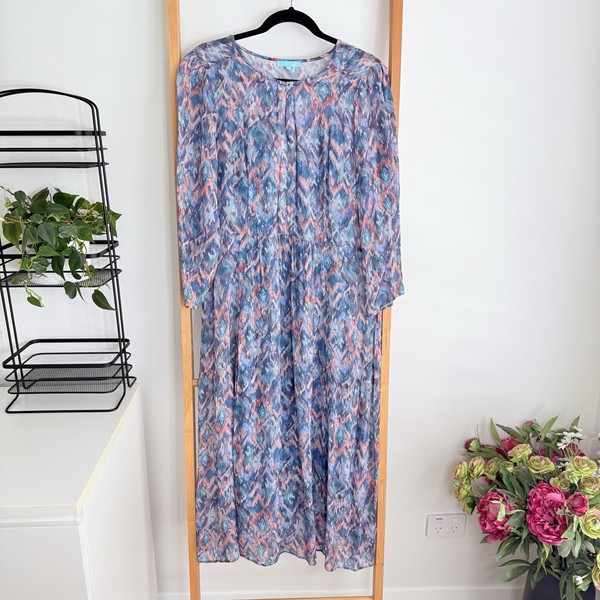 Blue Illusion Womens Maxi Dress Size L With Slip Dress Sheer Party Cocktail