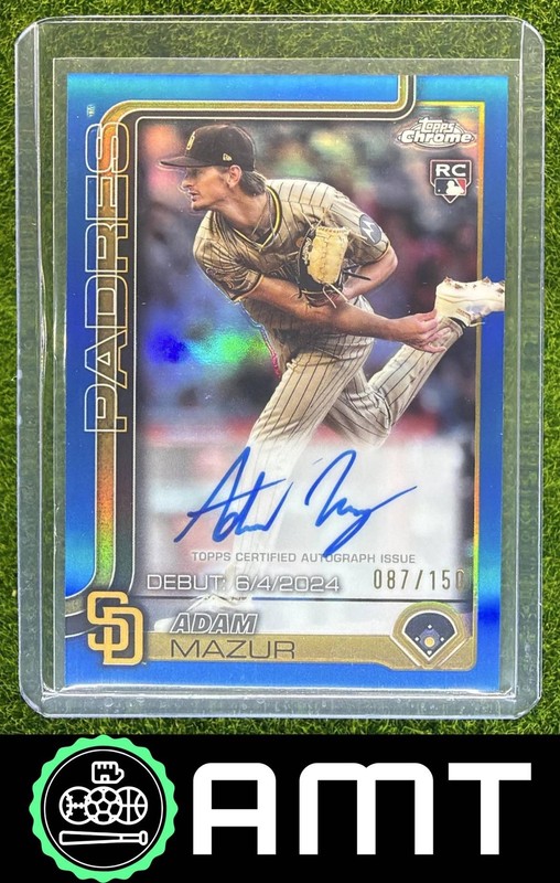 Adam Mazur RC 2025 Topps Chrome Update 87/150 Rookie Debut Auto Blue Padres